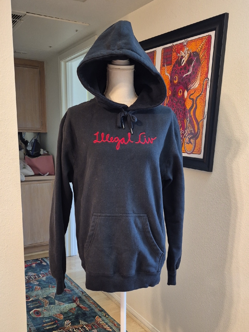 Illegal Civ Black & Red Hoodie Independent Trading Company Kangaroo Pocket